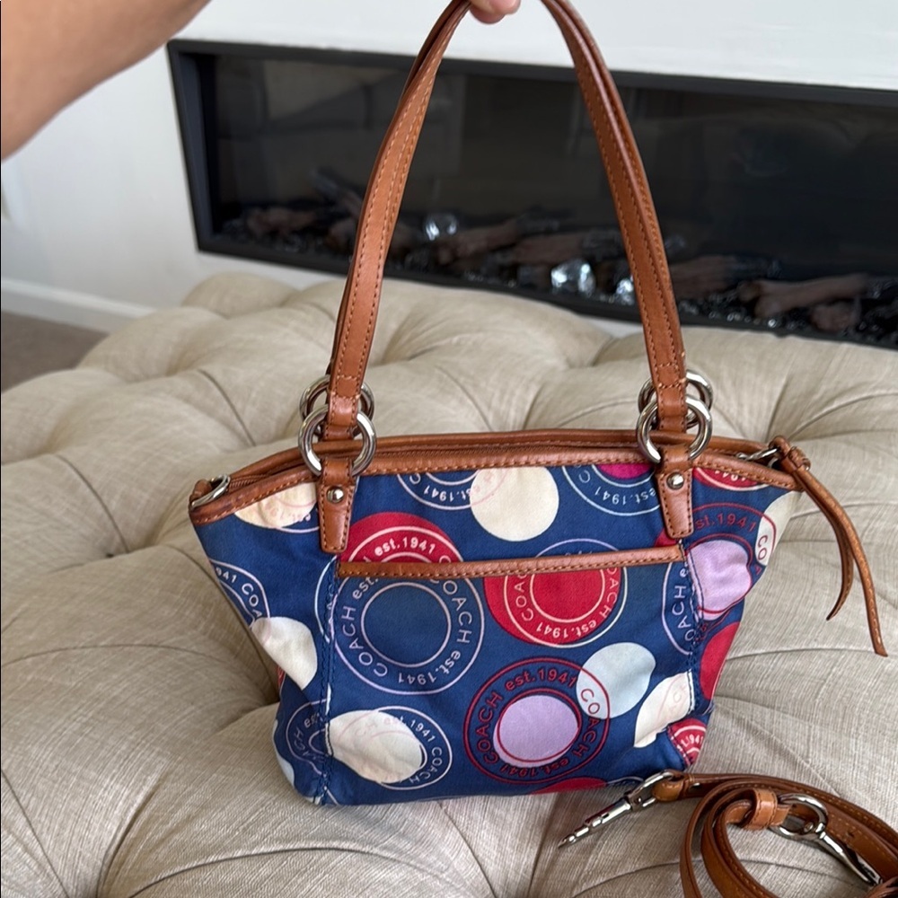 Coach Blue and Pink Shoulder Bag with Signature Design - Picture 3 of 9